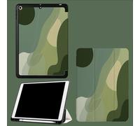 Funda para iPad Pro 11 Pulgadas M4 2024 (5ª Gen),Carcasa Delgada Protectora TPU con Soporte Plegable Cubierta Suave Trasera,Auto Activación/Reposo Curvas Geometría Rayas Elegantes - Verde Salvia