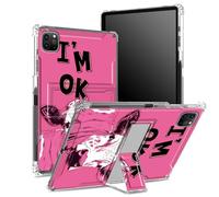 Funda para iPad Pro de 11 pulgadas de 4ª/3ª/2ª/1ª generación 2022/2021/2020/2018 con soporte para lápices, parte trasera transparente con vaca rosa I'm OK, cubierta de esquina a prueba de golpes con