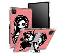 Funda para iPad Pro de 12.9 pulgadas (2022/2021/2020, 6ª/5ª/4ª generación) con soporte para lápices, parte trasera transparente con linda chica zombi, cubierta de esquina a prueba de golpes con