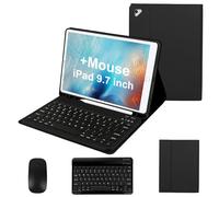 Funda para iPad Pro de 9.7 pulgadas con teclado y mouse para iPad 2018 (6ª generación)/2017 (5ª generación), funda de teclado con mouse para iPad Pro/Air 2/1 2016, funda de teclado inalámbrico