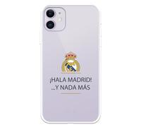 Funda para iPhone 11 del Real Madrid ¡HALA Madrid! tansparente para Proteger tu móvil. Capa de Silicona Flexible con Licencia Oficial Real Madrid