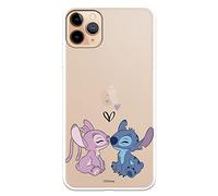 Funda para iPhone 11 Pro MAX Oficial de Lilo & Stitch - Angel & Stitch Beso para Proteger tu móvil. Carcasa de Silicona Flexible con Licencia Oficial de Disney