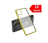 Funda para iPhone 11 Pro, paquete a granel de 10 X silicona transparente con borde dorado