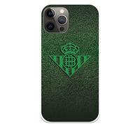 Funda para iPhone 12 Pro MAX del Real Betis Balompié Escudo Verde Fondo Trama tansparente para Proteger tu móvil. Capa de Silicona Flexible con Licencia Oficial