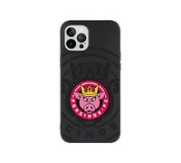 Funda para iPhone 12 Pro MAX Oficial de Kings League Porcinos FC Fondo Negro en Silicona Líquida Negra [Flexible, Semidura y Ultra-Resistente] [Protección contra Caídas]
