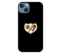 Funda para iPhone 13 del Rayo Vallecano Escudo Fondo Negro para Proteger tu móvil. Carcasa para iPhone de Silicona Flexible con Licencia Oficial de Licencia Oficial Rayo Vallecano