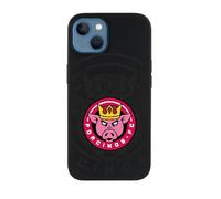 Funda para iPhone 13 Oficial de Kings League Porcinos FC Fondo Negro en Silicona Líquida Negra [Flexible, Semidura y Ultra-Resistente] [Protección contra Caídas]