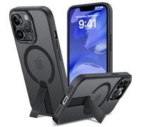 Funda para iPhone 13 Pro con Soporte Compatible MagSafe, Magnética Carcasa iPhone 13 Pro Soporte Protección Militar Fina Antigolpes Case Translúcida Mate Trasera, Negro