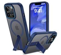 Funda para iPhone 13 Pro con Soporte Compatible MagSafe, Magnética Carcasa iPhone 13 Pro Soporte Protección Militar Fina Antigolpes Case Translúcida Mate Trasera, Azul
