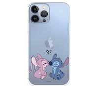 Funda para iPhone 13 Pro MAX Oficial de Lilo & Stitch - Angel & Stitch Beso para Proteger tu móvil. Carcasa de Silicona Flexible con Licencia Oficial de Disney