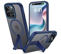 Funda para iPhone 14 Pro con Soporte Compatible MagSafe, Magnética Carcasa iPhone 14 Pro Soporte Protección Militar Fina Antigolpes Case Translúcida Mate Trasera, Azul