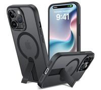 Funda para iPhone 14 Pro con Soporte Compatible MagSafe, Magnética Carcasa iPhone 14 Pro Soporte Protección Militar Fina Antigolpes Case Translúcida Mate Trasera, Negro