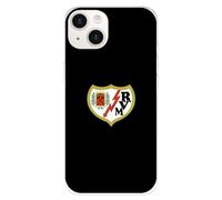 Funda para iPhone 15 del Rayo Vallecano Escudo Fondo Negro tansparente para Proteger tu móvil. Carcasa de Silicona Flexible con Licencia Oficial Rayo Vallecano