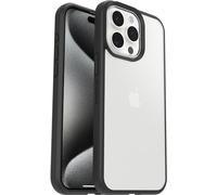 Funda para iPhone 15 Pro MAX OtterBox React Series,Resistente a Golpes y caídas,Ultra-Fina, Protectora,Testada con los estándares Militares anticaídas, Transparente/Negro