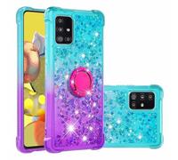 Funda para iPhone 16 con soporte de anillo, purpurina 3D con arena movediza que fluye líquido, brillante, bonita y transparente de gel TPU de silicona, delgada, a prueba de golpes, funda protectora