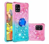 Funda para iPhone 16 con soporte de anillo, purpurina 3D con arena movediza que fluye líquido, brillante, bonita y transparente de gel TPU de silicona, delgada, a prueba de golpes, funda protectora
