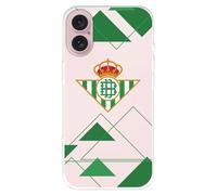 Funda para iPhone 16 del Real Betis Balompié Escudo Fondo Transparente para Proteger tu móvil. Capa de Silicona Flexible con Licencia Oficial Real Betis Balompié