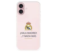 Funda para iPhone 16 del Real Madrid ¡HALA Madrid! tansparente para Proteger tu móvil. Capa de Silicona Flexible con Licencia Oficial Real Madrid