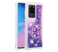 Funda para iPhone 16 Plus con soporte de anillo, para iPhone 16 Plus con purpurina y arena movediza que fluye líquido, brillante, bonita y transparente de gel TPU de silicona, delgada, a prueba de