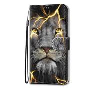 Funda para iPhone 16 Pro, 3D a prueba de golpes, piel sintética de alta calidad, con soporte magnético, tarjetero, monedero, funda protectora de TPU para iPhone 16 Pro Cool Lion