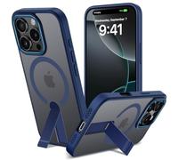 Funda para iPhone 16 Pro con Soporte Compatible MagSafe, Magnética Carcasa iPhone 16 Pro Soporte Protección Militar Fina Antigolpes Case Translúcida Mate Trasera, Azul