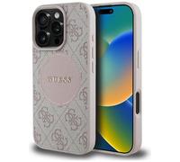 Funda Para iPhone 16 Pro Guess De Cuero Sintético Rosa Con Logo Dorado MagSafe