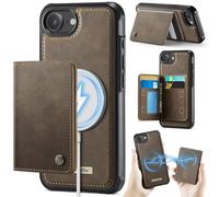 Funda para iPhone 16E,Cartera MagSafe Magnética con Bloqueo RFID, Funda de Cierre Magnético, Cartera de Cuero PU con Soporte, Ranura para Tarjetas, Case para iPhone 16E, Marrón