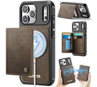 Funda para iPhone 17 Pro,Cartera MagSafe Magnética con Bloqueo RFID, Funda de Cierre Magnético, Cartera de Cuero PU con Soporte, Ranura para Tarjetas, Case para iPhone 17 Pro, Marrón