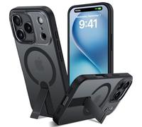 Funda para iPhone 17 Pro con Soporte Compatible MagSafe, Magnética Carcasa iPhone 17 Pro Soporte Protección Militar Fina Antigolpes Case Translúcida Mate Trasera, Negro