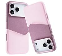 Funda para iPhone 17 Pro Max/17 Pro/17 Air/17, compatible con Magsafe de tela de cuero, protección de cámara, agarre cómodo, diseño delgado con tarjetero (rosa, 17 Pro Max)