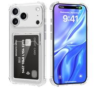 Funda para iPhone 17 Pro MAX con Tarjetero, Transparente Silicona Cuatro Esquinas Anti-Caídas TPU de Cartera para Porta Tarjetas Carcasa Airbag Anti Arañazos Case