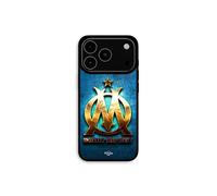 Funda para iPhone 17 Pro Max OM dorada brillante directo al grano fondo azul Maniacase