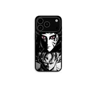 Funda para iPhone 17 Pro Sangoku Naruto Luffy One Piece Dragon Ball Z fondo negro y blanco Maniacase