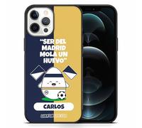 Funda para iPhone Personalizada Fútbol - Borde de Goma Anti Golpe Ultraresistente - Regalo Original Aficionados del Fútbol Español - Varios Modelos (iPhone 16, 15...) (Madrid, iPhone 12)