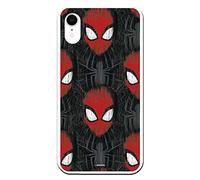 Funda para iPhone XR Oficial de Marvel Spiderman Caras Fondo Negro para Proteger tu móvil. Carcasa para Apple de Silicona Flexible con Licencia Oficial de Marvel.
