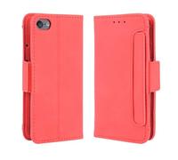Funda para iPod Touch 6,Retro Magnetic Flip Case,Diseño de Cartera de Cuero PU con Ranuras para Tarjetas extraíbles -Red
