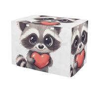 Funda para jaula de mascota con diseño de corazón de mapache con lados enrollables, lavable, tamaño XL