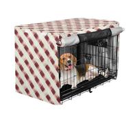 Funda para jaula de perro, a cuadros, color rojo burdeos, con persianas enrollables