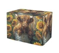 Funda para jaula de perro, diseño de girasoles de vaca de las tierras altas, lavable, resistente al viento, para perro, tamaño mediano