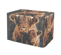 Funda para jaula de perro, diseño de vacas de las tierras altas, color marrón, resistente al viento, transpirable, tamaño mediano