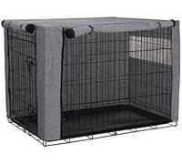 Funda para Jaula de Perro Grande, Funda Gris Que se Adapta a la mayoría de jaulas de Perros, Funda Duradera Resistente al Viento para Mascotas proporcionada para jaulas de Perro de Alambre, Tela