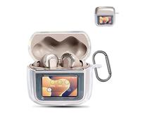 Funda para JBL Tour Pro 3 auriculares inalámbricos, daunke funda de protección flexible de TPU, funda suave para la piel con hebilla, protección completa, transparente
