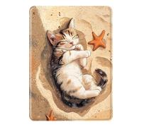 Funda para Kindle 2024/2022 11ª Gen 6,0" - Patrón Playa de Arena Gato Animal Estuche Protector Auto Wake/Sleep con Antigolpes y Antiarañazos, Híbrido PU TPU Flip Carcasa 2024/2022 Kindle (1)