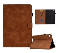 Funda para Kindle Fire HD10/HD10 Plus 2021, piel sintética con relieve Smile Love con ranuras para tarjetas, funda inteligente con tapa para Kindle Fire HD10/HD10 Plus 2021, marrón