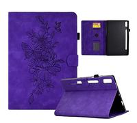 Funda para Kindle Fire HD8/HD8 Plus 2022, 2020, piel sintética con diseño de mariposa en relieve, ranuras para tarjetas, funda inteligente con tapa para Kindle Fire HD8/HD8 Plus 2022, 2020, morado
