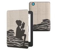 kwmobile Carcasa Compatible con Kobo Aura Edition 2 Funda - Funda con Tapa y Cierre magnético de Cuero sintético - Chica lectora