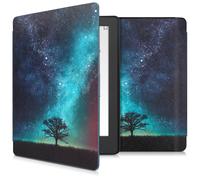 kwmobile Carcasa Compatible con Kobo Aura H2O Edition 2 Funda - Funda con Tapa y Cierre magnético de Cuero sintético - árbol y Estrellas
