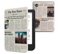 kwmobile Carcasa Compatible con Kobo Clara 2E Funda - Funda con Tapa y Cierre magnético de Cuero sintético - Periódico