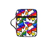 Funda para la Biblia con estampado de corazones del orgullo gay de colores arcoíris, funda de transporte con asa duradera, bolsa protectora de la iglesia para hombres y mujeres
