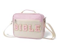 Funda para la Biblia para Mujeres y niñas, Funda Grande de Piel de felpilla con Accesorios de Estudio, Kit de Diario, Regalo Cristiano para Navidad (Rosa)